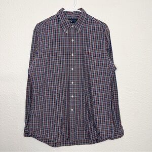 Vintage Ralph Lauren Button Up Long Sleeve Dress Shirt Blue Casual Preppy Collar